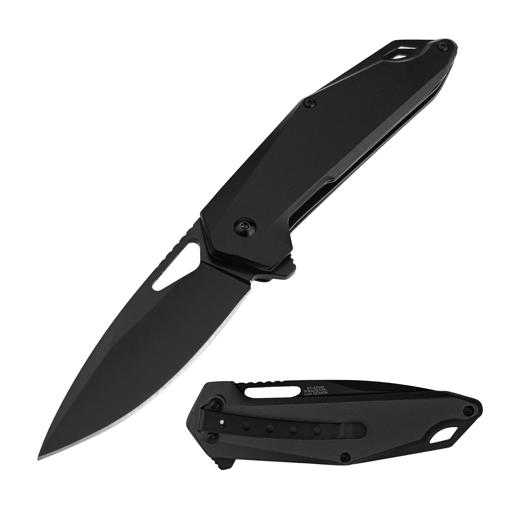 MTech A2038BK Linerlock Assisted Folding Blade (Black Anodized Aluminum Handle)