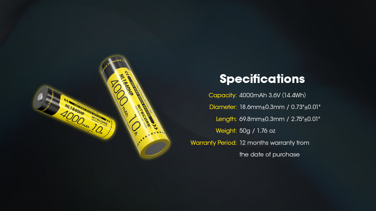 Nitecore Battery 18650 NL1840HP