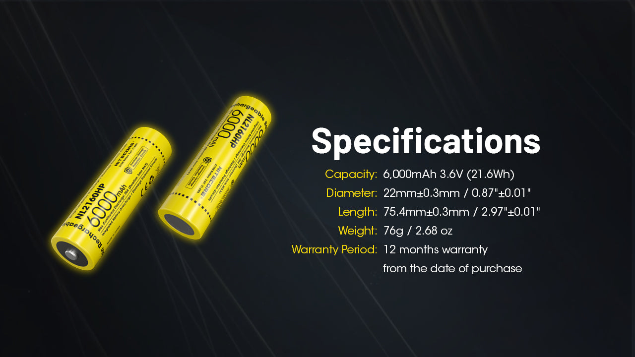 Nitecore Battery 21700 NL2160HP