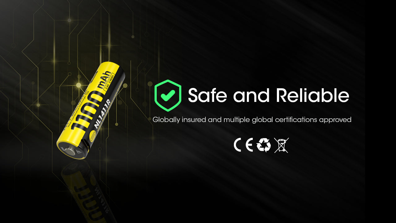 Nitecore Battery NL1411R 1100mAh USB-C Rechargeable
