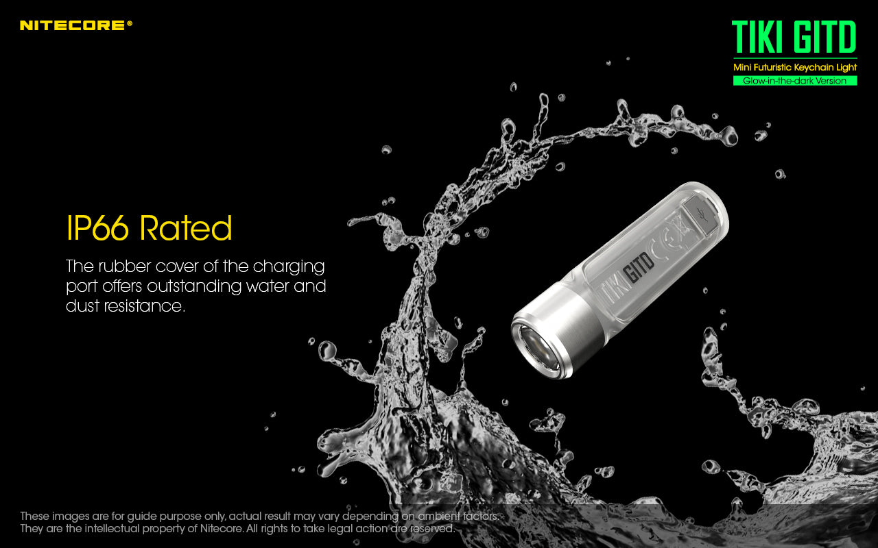 Nitecore TIKI GITD LED Keychain Rechargeable Flashlight (300 Lumens)