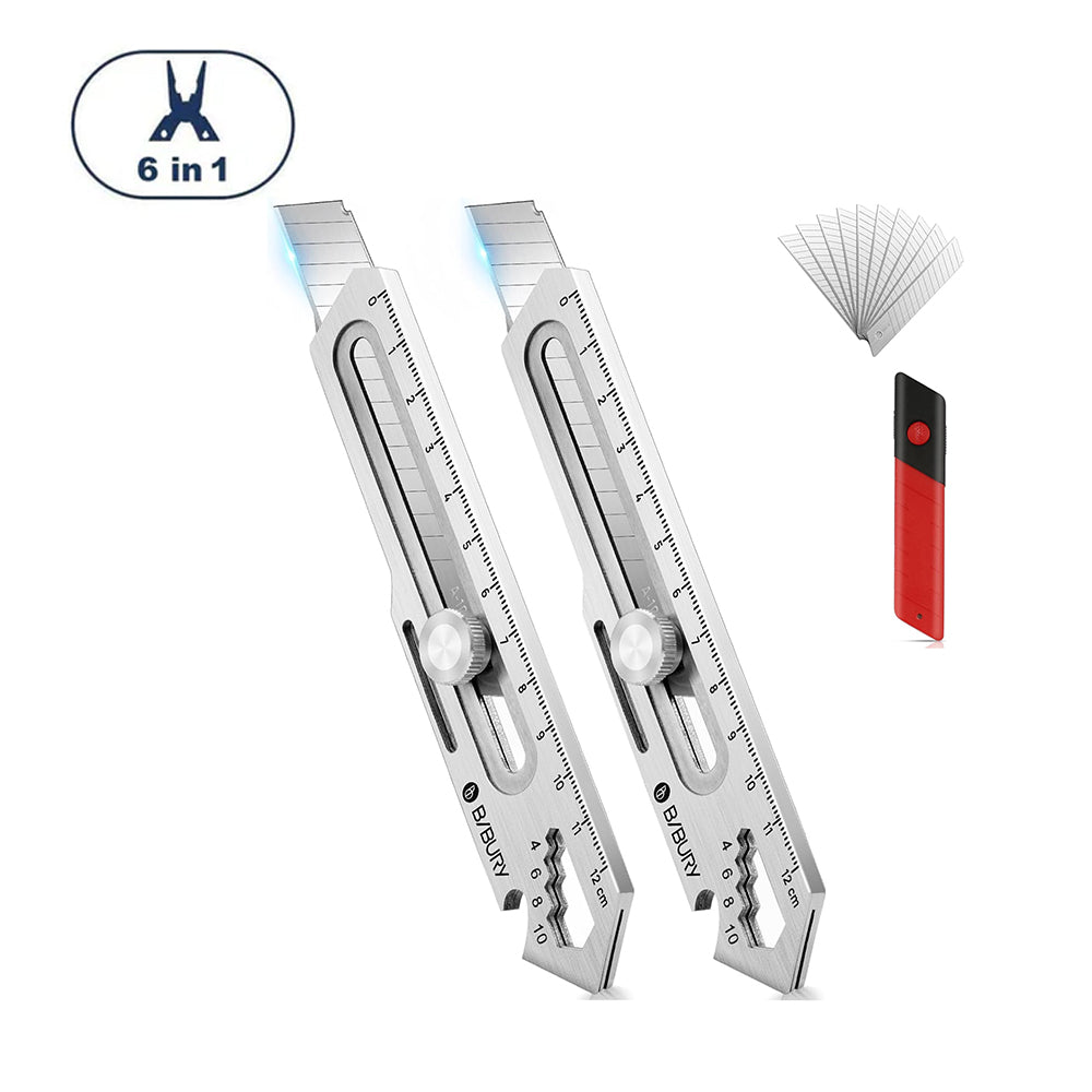 Bibury 2 Pack Multipurpose Utility Knife (6-in-1)