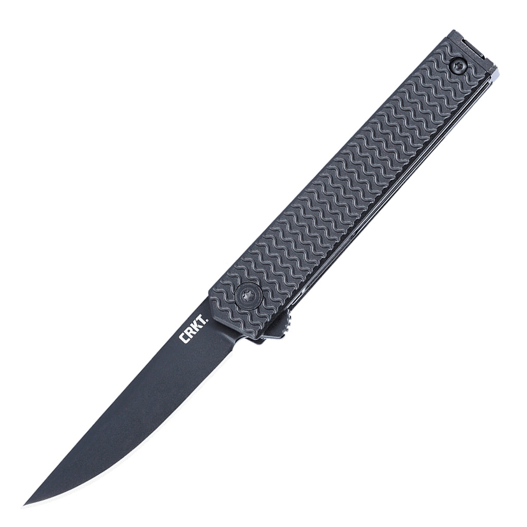 CRKT 7081D2K CEO Microflipper Folding Knife (Black Textured Aluminum Handle)