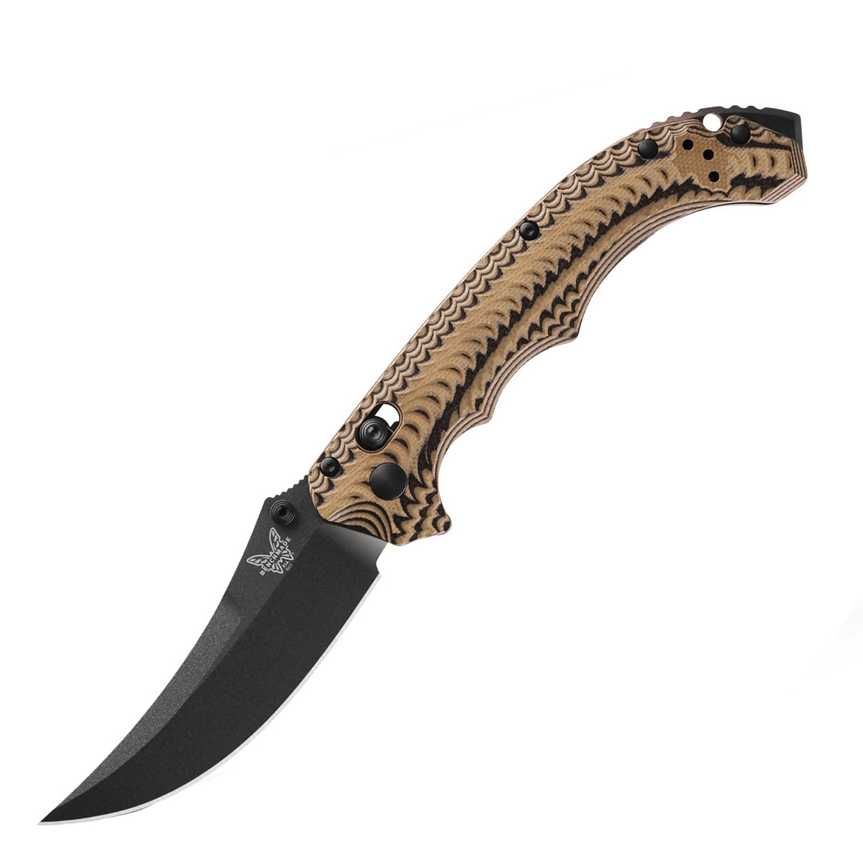 Benchmade 865BK-01 Mini Bedlam Folding Knife (Layered Coyote/Black/OD Green G10 Handle)