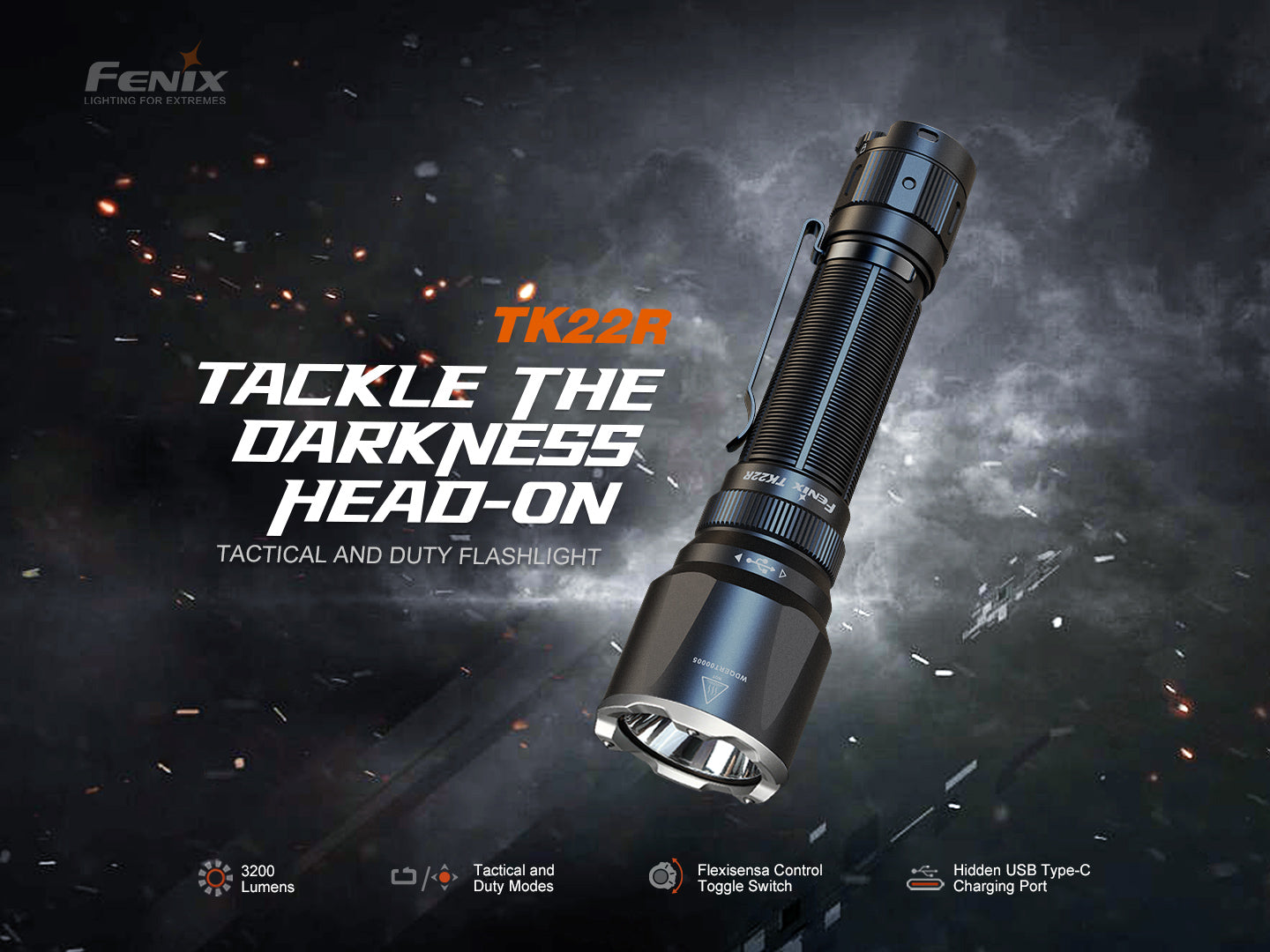 Fenix TK22R Tactical Rechargeable Flashlight (3200 Lumens)