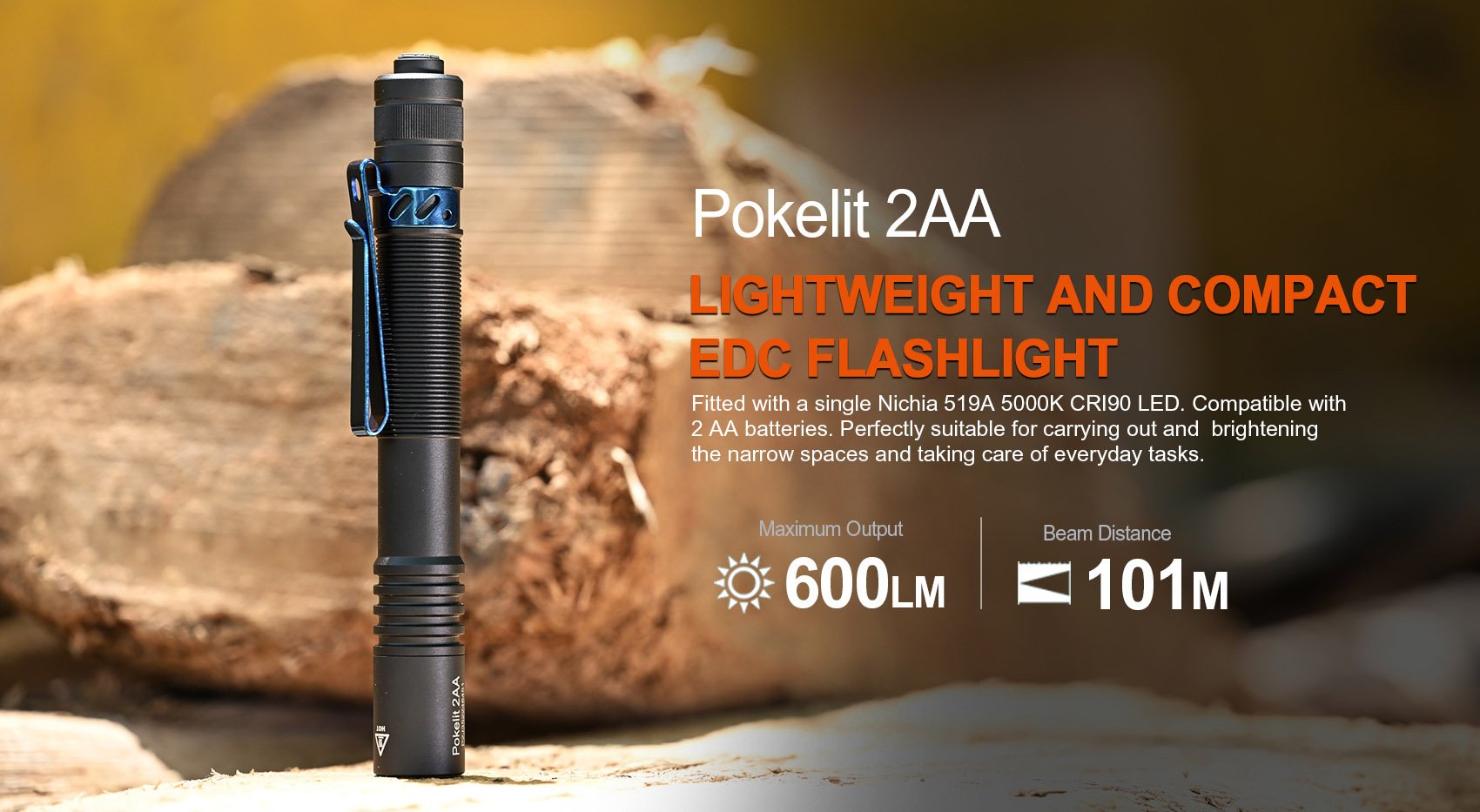 Acebeam Pokelit 2AA Flashlight (600 Lumens) (2 Versions)