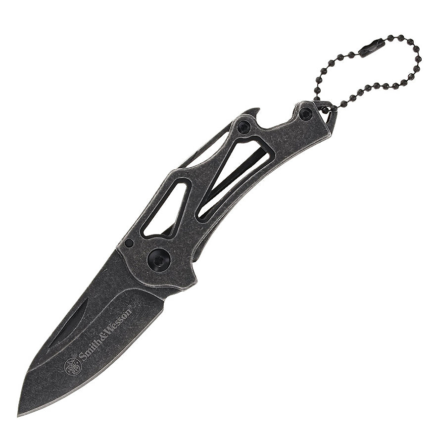 Smith & Wesson SW1207128 Keychain Framelock Black SW Folding Blade