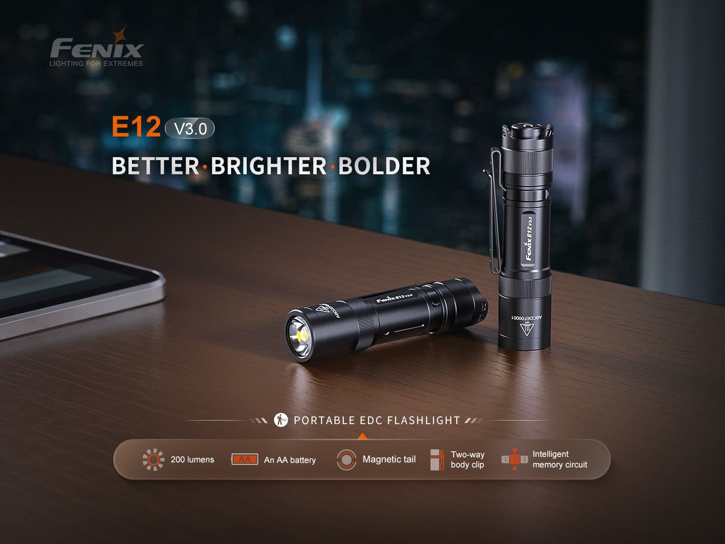 Fenix E12 V3.0 EDC Flashlight (200 Lumens)