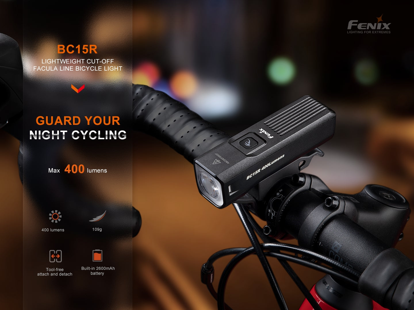 Fenix BC15R Rechargeable Anti-Glare Bike Light (400 Lumens)