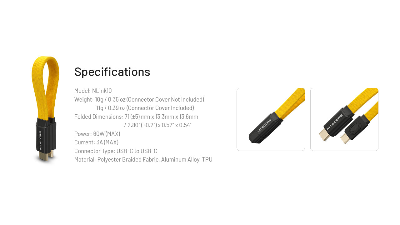 Nitecore Accessory NLink10 Magnetic Fast Charging Cable (USB-C to USB-C)
