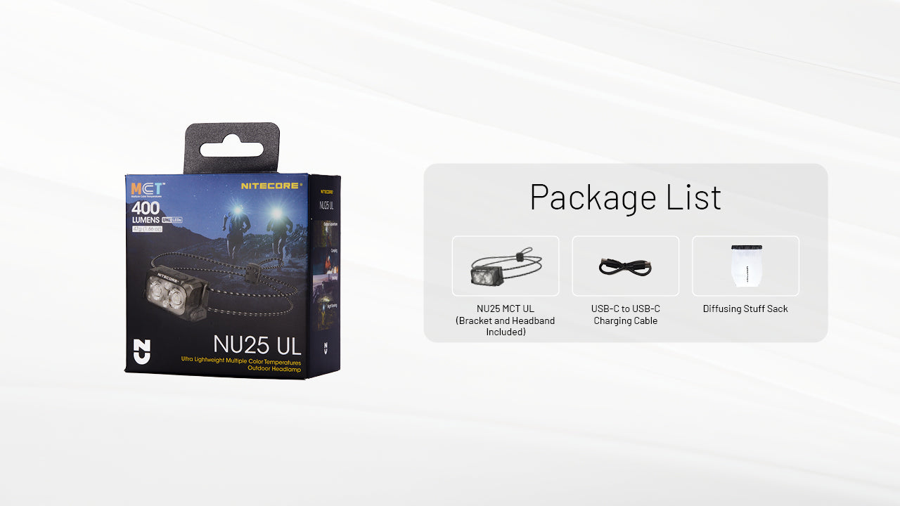 Nitecore NU25 MCT UL Rechargeable Headlamp (Black) (400 Lumens)