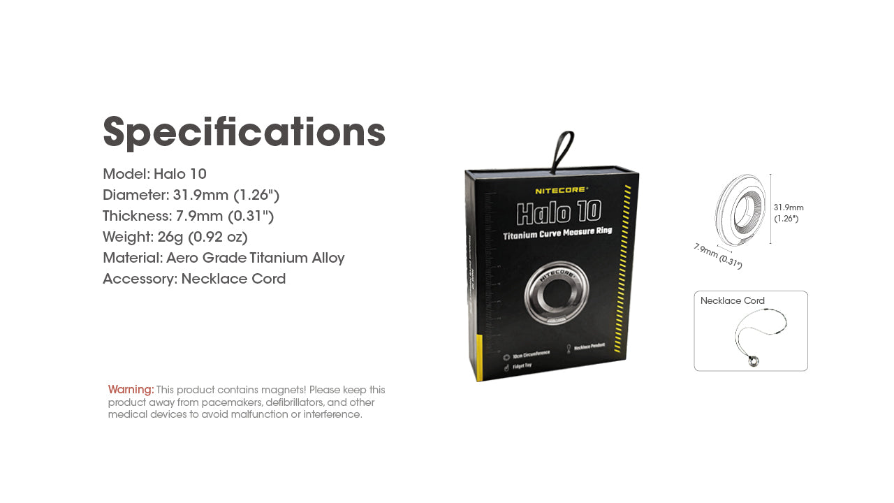 Nitecore Accessory Halo 10 Titanium Curve Measure Ring
