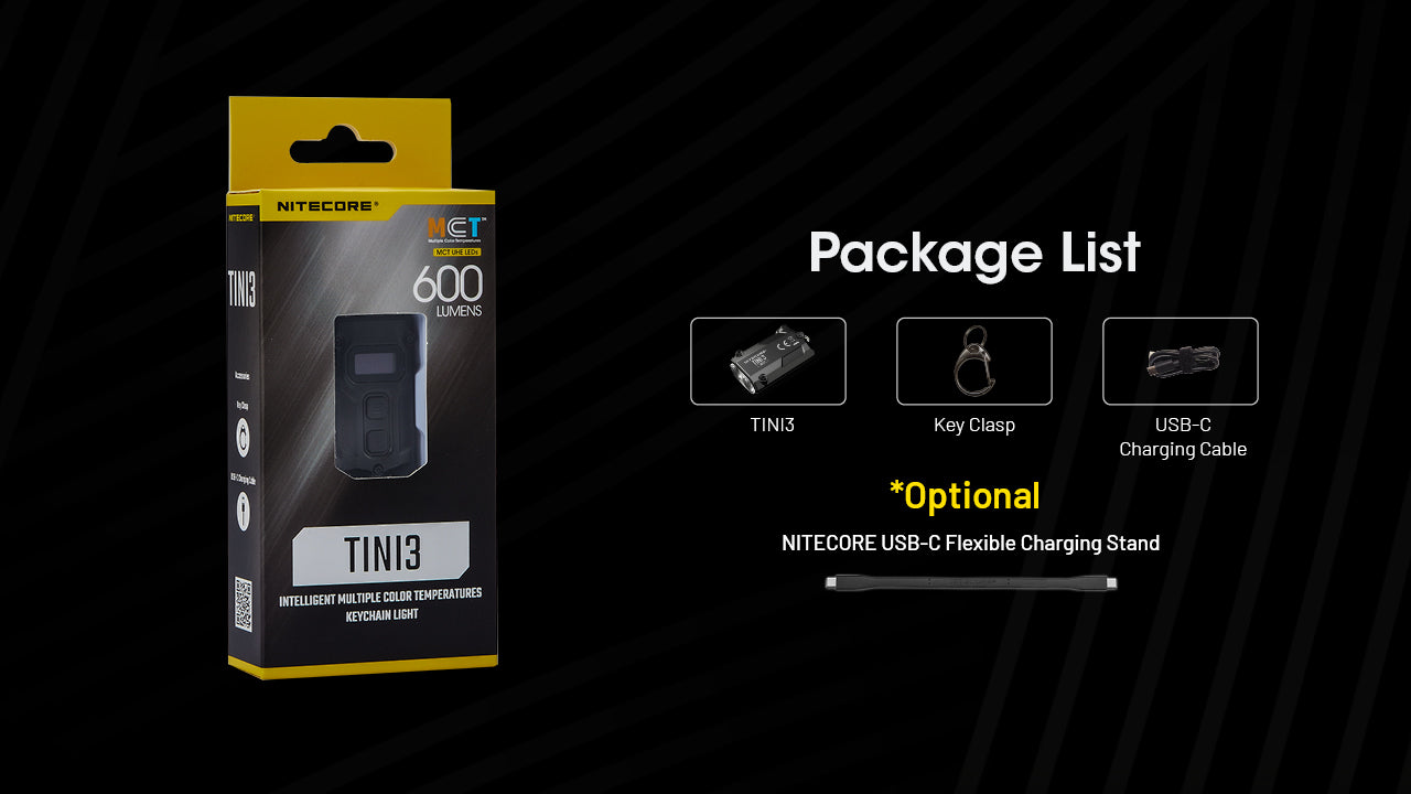 Nitecore TINI 3 Keychain Rechargeable Flashlight (600 Lumens) (2 Versions)