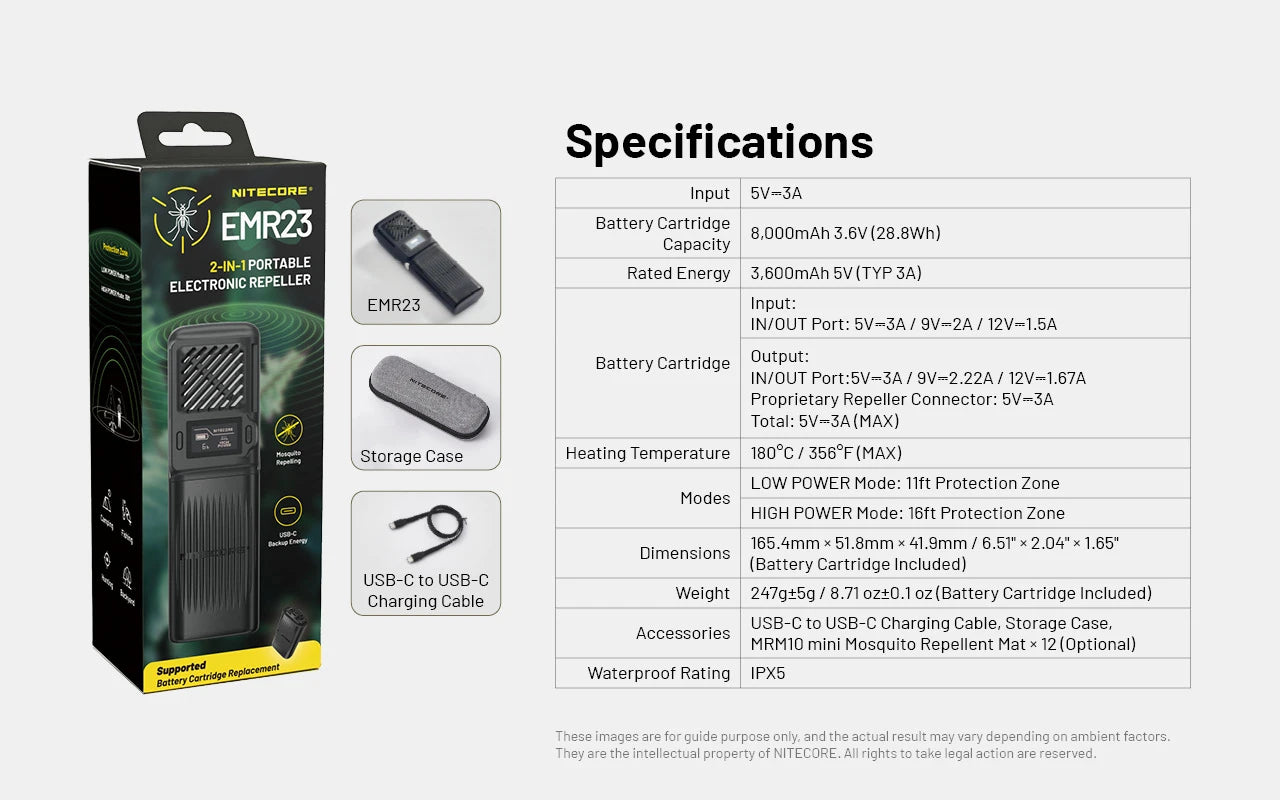 Nitecore EMR23 Rechargeable Mosquito Repeller & 8000mAh Power Bank