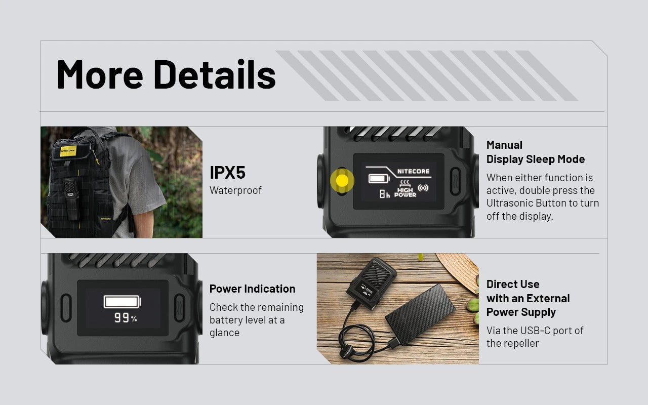 Nitecore EMR25 Rechargeable Mosquito Repeller & 12000mAh Power Bank