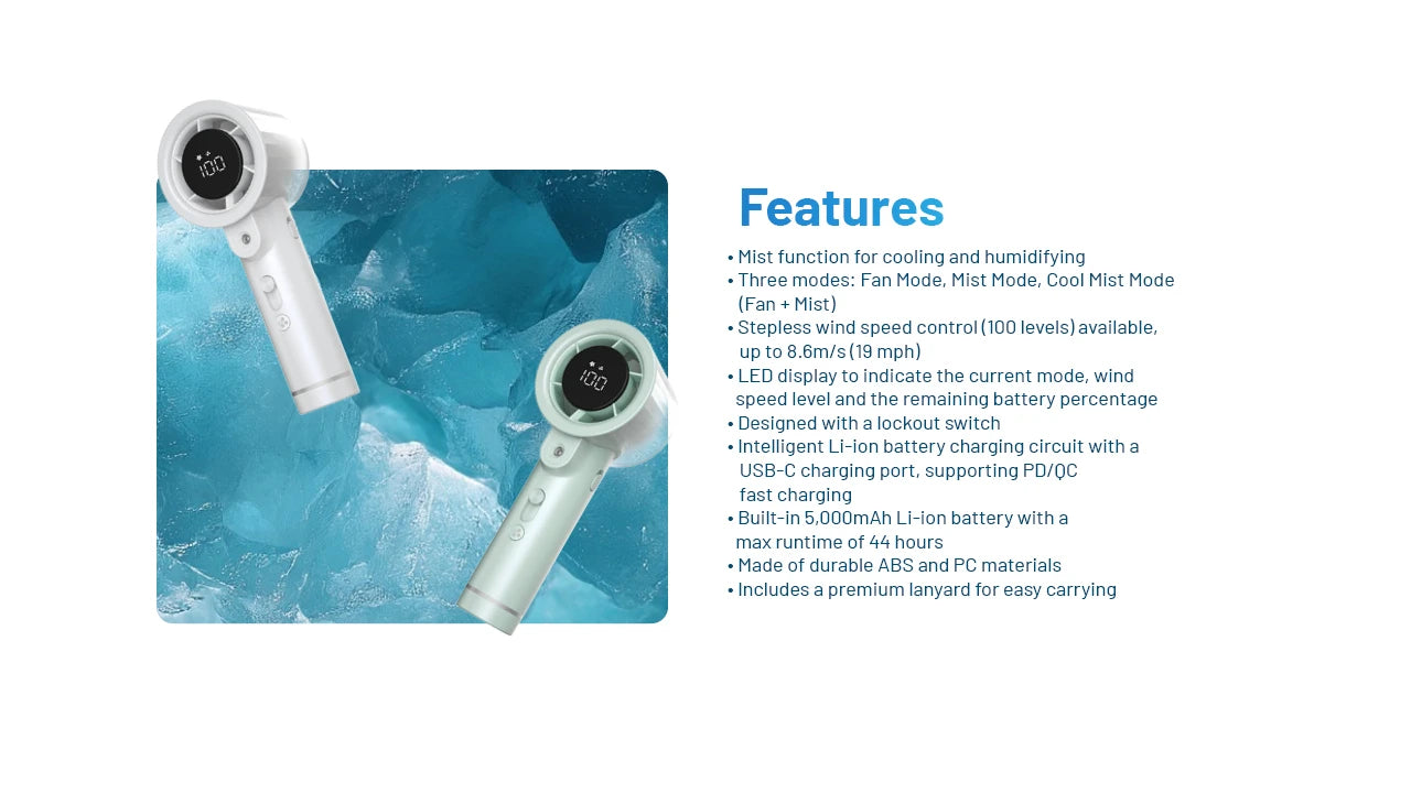 Nitecore izzCool 20 Pro Portable Handheld Air Conditioner Fan (2 Versions)