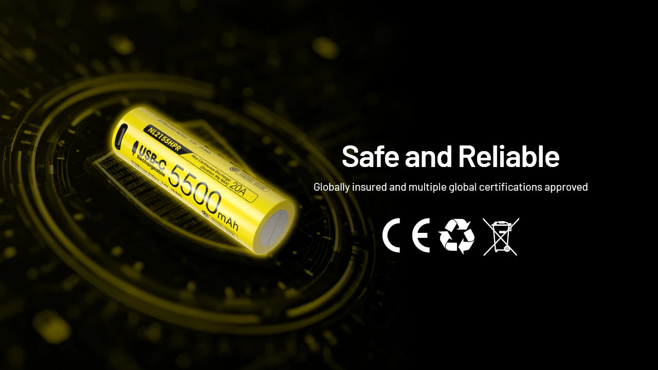 Nitecore Battery NL2155HPR 21700 5500mAh USB-C Rechargeable