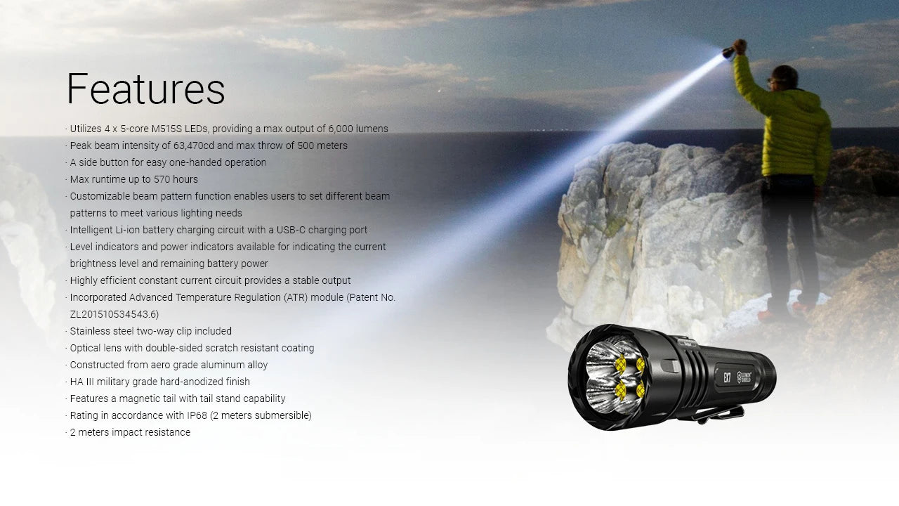 Nitecore EX7 M515S LED Flashlight (6000 Lumens)