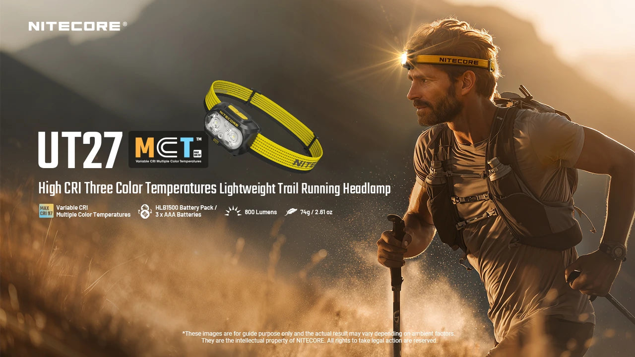 Nitecore UT27 MCT Rechargeable Headlamp Pro Package (Shadow Black) (800 Lumens)