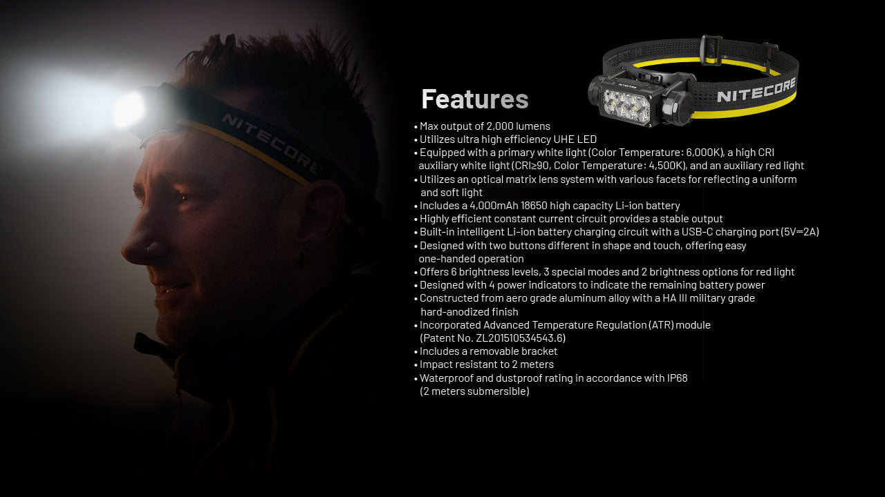 Nitecore HC65 UHE Rechargeable Headlamp 2000 Lumens (2 Versions)