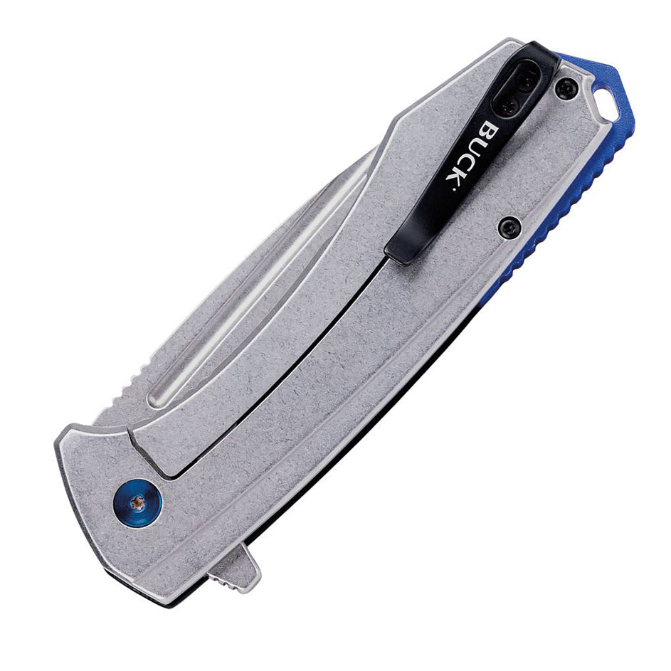 Buck 713 Ruckus Folder (Black/Blue Anodized Aluminum Handle)