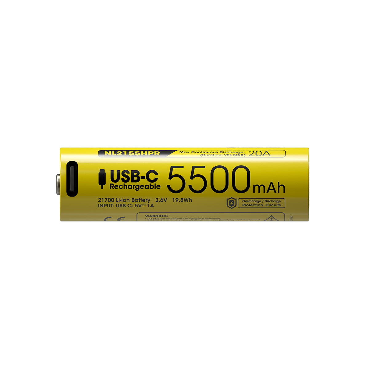 Nitecore Battery NL2155HPR 21700 5500mAh USB-C Rechargeable