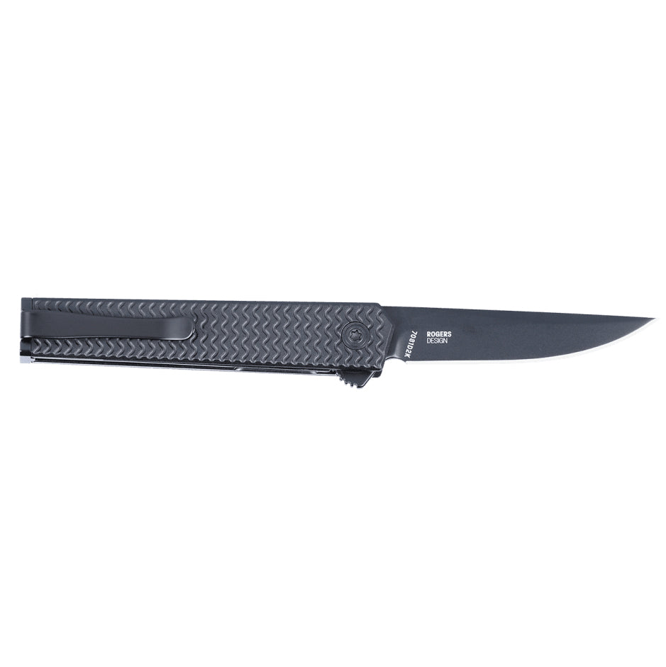CRKT 7081D2K CEO Microflipper Folding Knife (Black Textured Aluminum Handle)