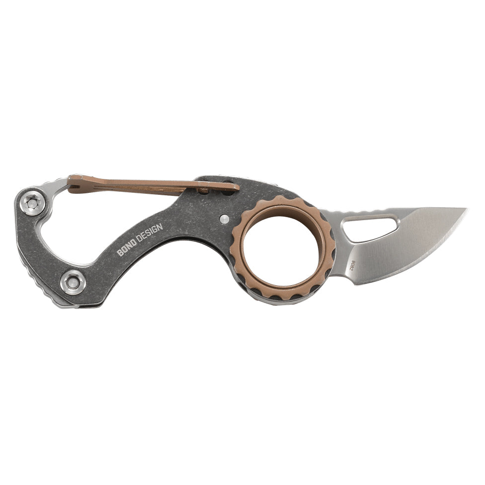 CRKT 9082 Compano Carabiner Folding Knife (Black Stonewashed Stainless Steel Handle)