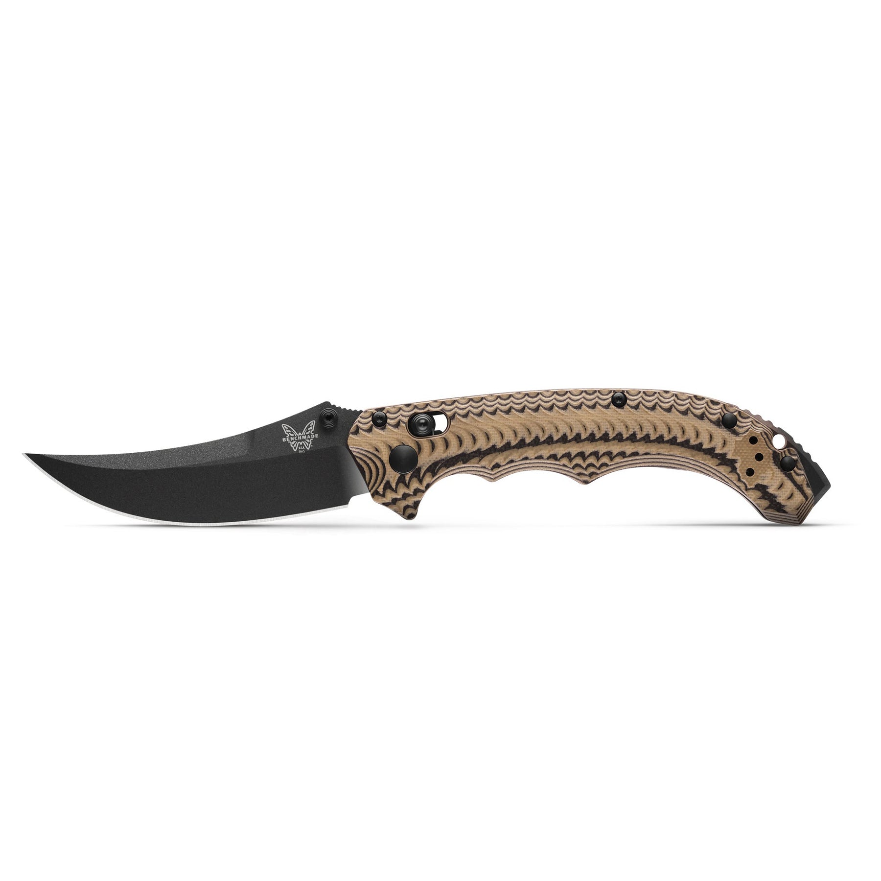 Benchmade 865BK-01 Mini Bedlam Folding Knife (Layered Coyote/Black/OD Green G10 Handle)