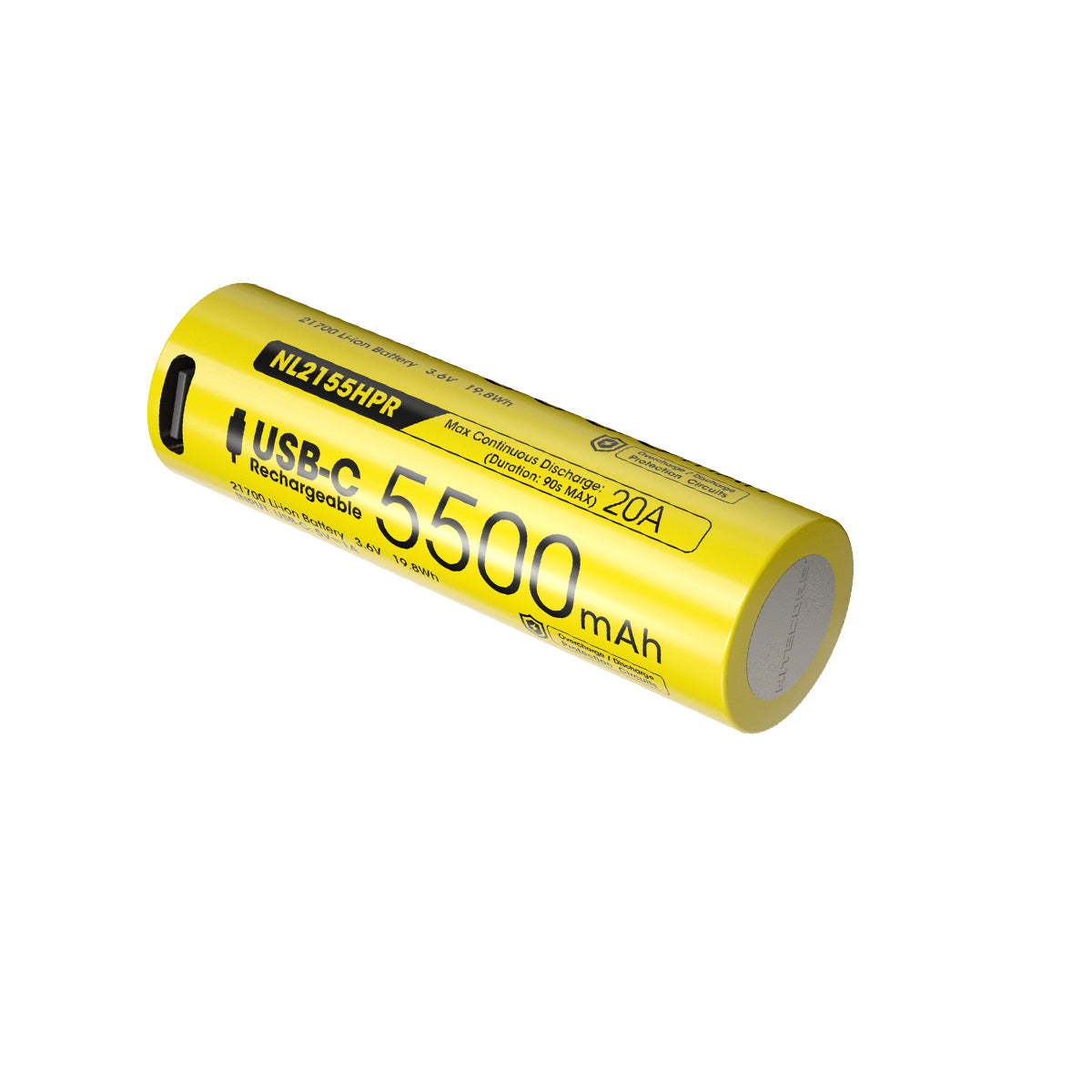 Nitecore Battery NL2155HPR 21700 5500mAh USB-C Rechargeable