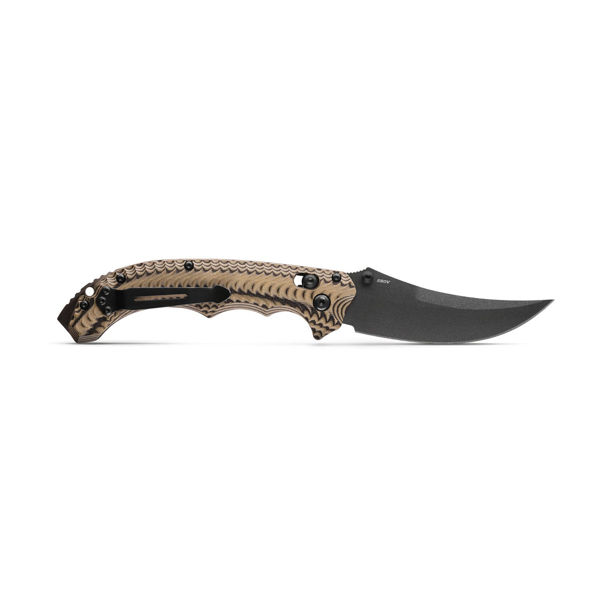 Benchmade 865BK-01 Mini Bedlam Folding Knife (Layered Coyote/Black/OD Green G10 Handle)