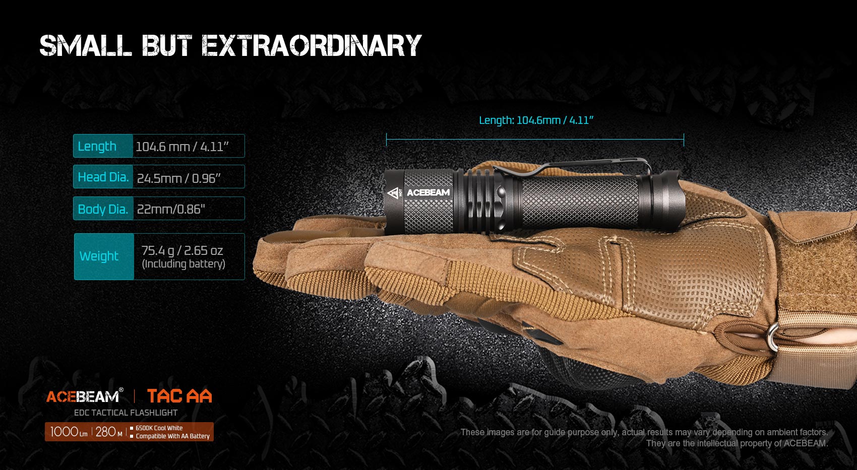 Acebeam TAC AA Flashlight (750 Lumens) (2 Versions)