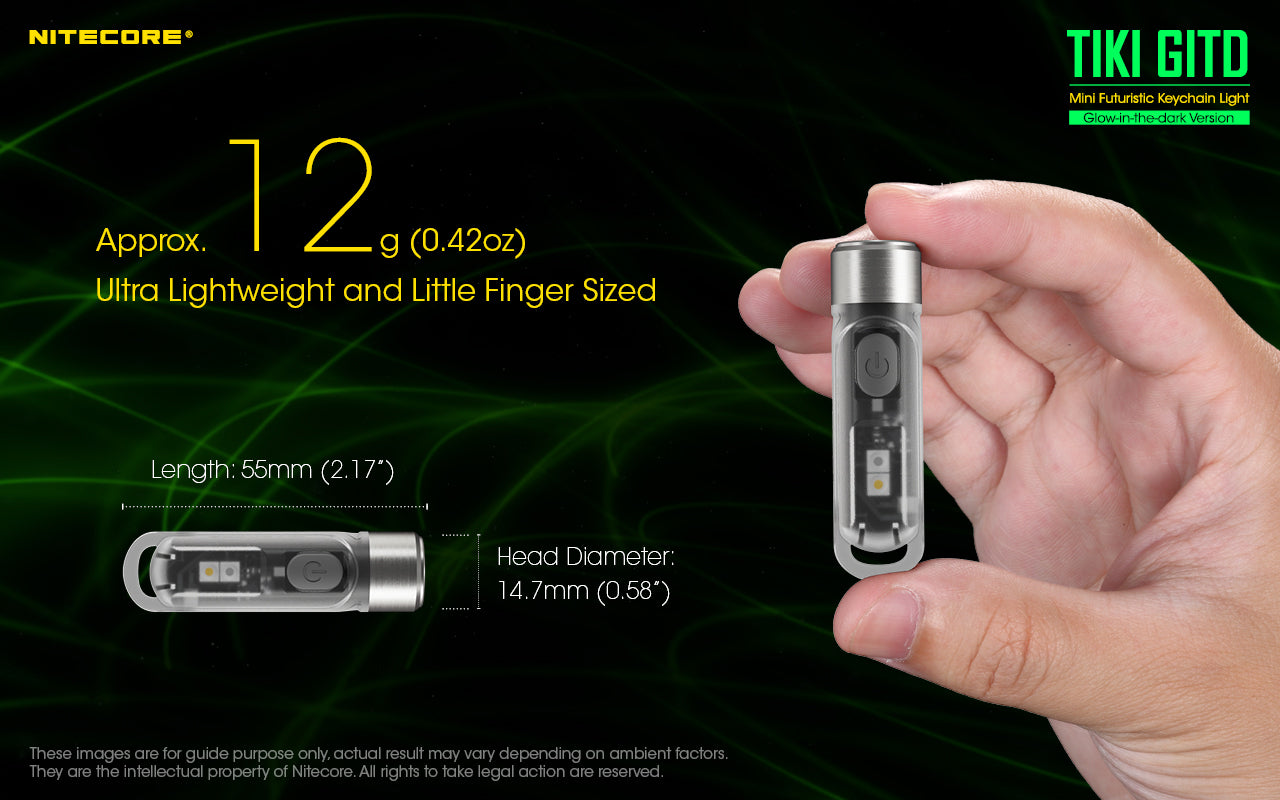 Nitecore TIKI GITD LED Keychain Rechargeable Flashlight (300 Lumens)