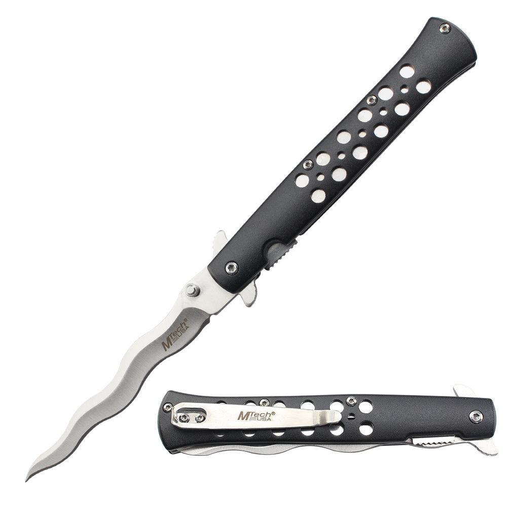 MTech A2042WB Linerlock Assisted Folding Blade (Black Anodized Aluminum Handle)