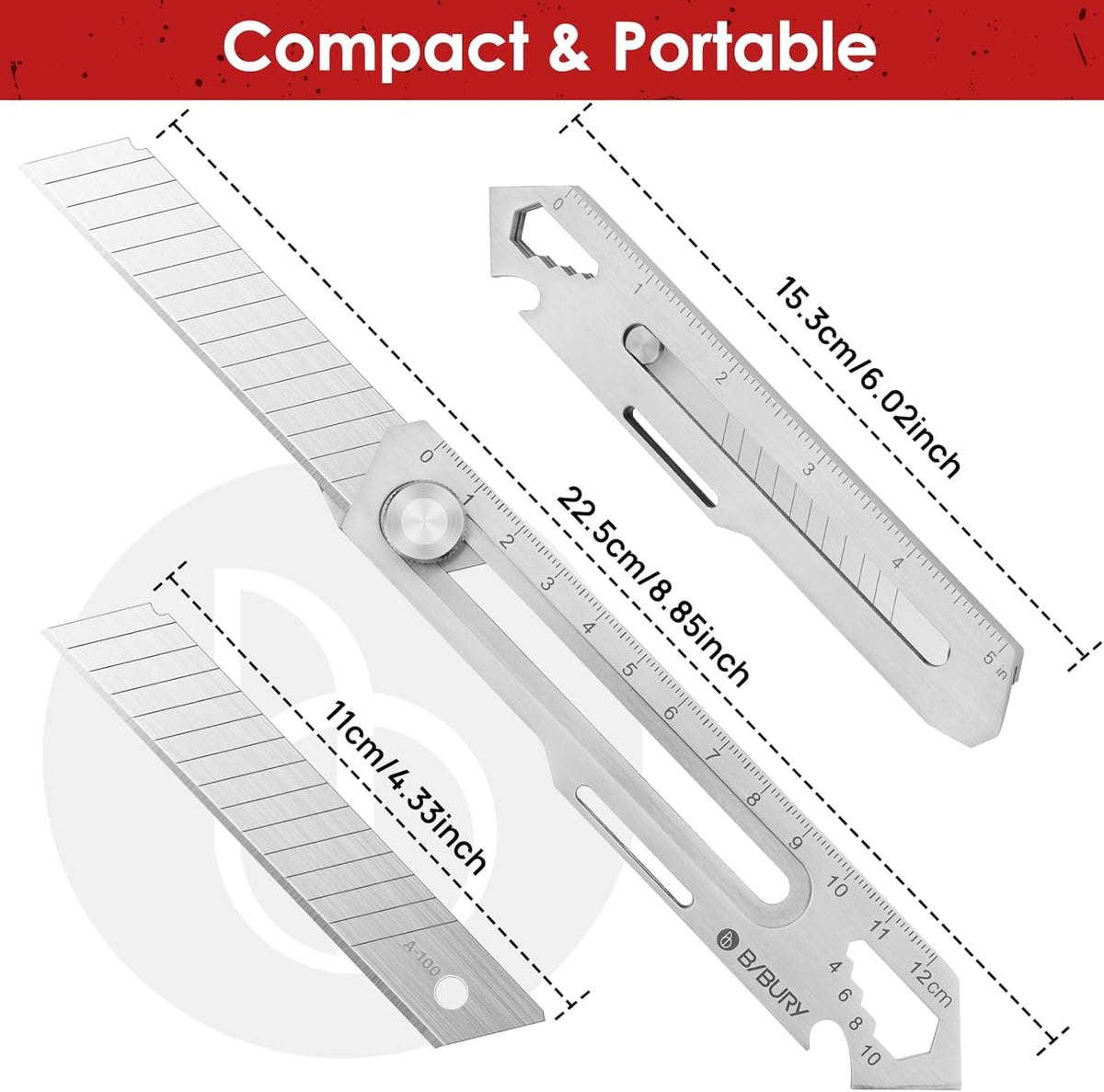 Bibury 2 Pack Multipurpose Utility Knife (6-in-1)