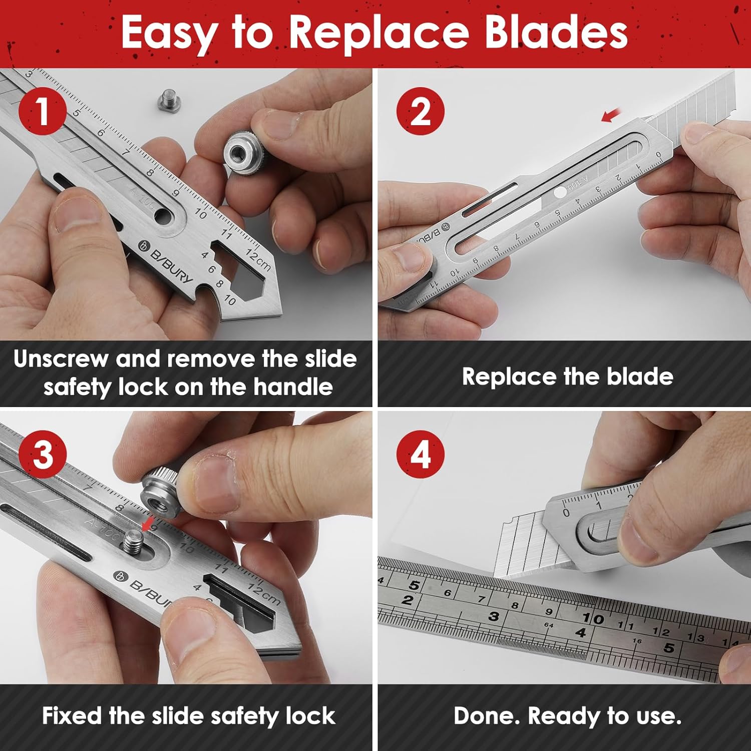 Bibury 2 Pack Multipurpose Utility Knife (6-in-1)