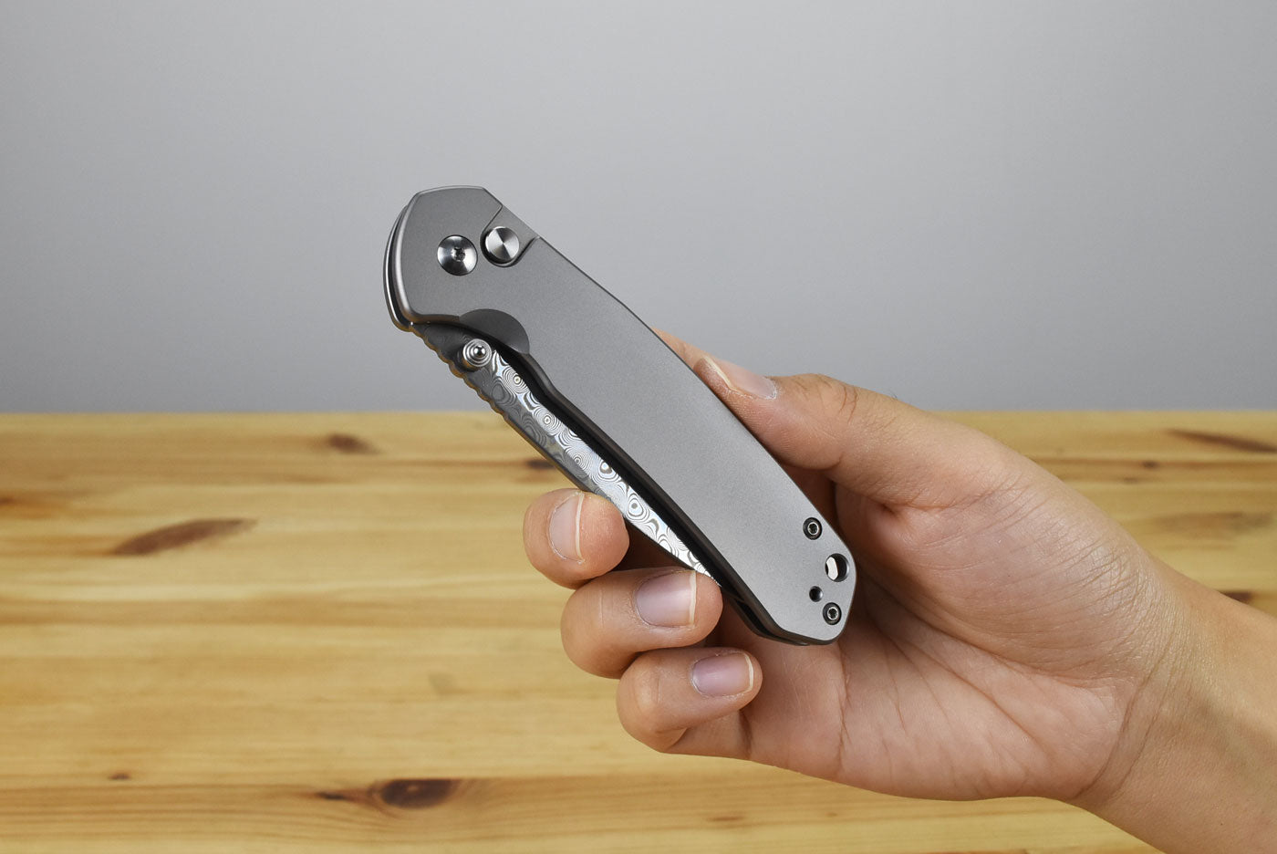 CJRB Pyrite (Titanium) Damascus Folding Knife