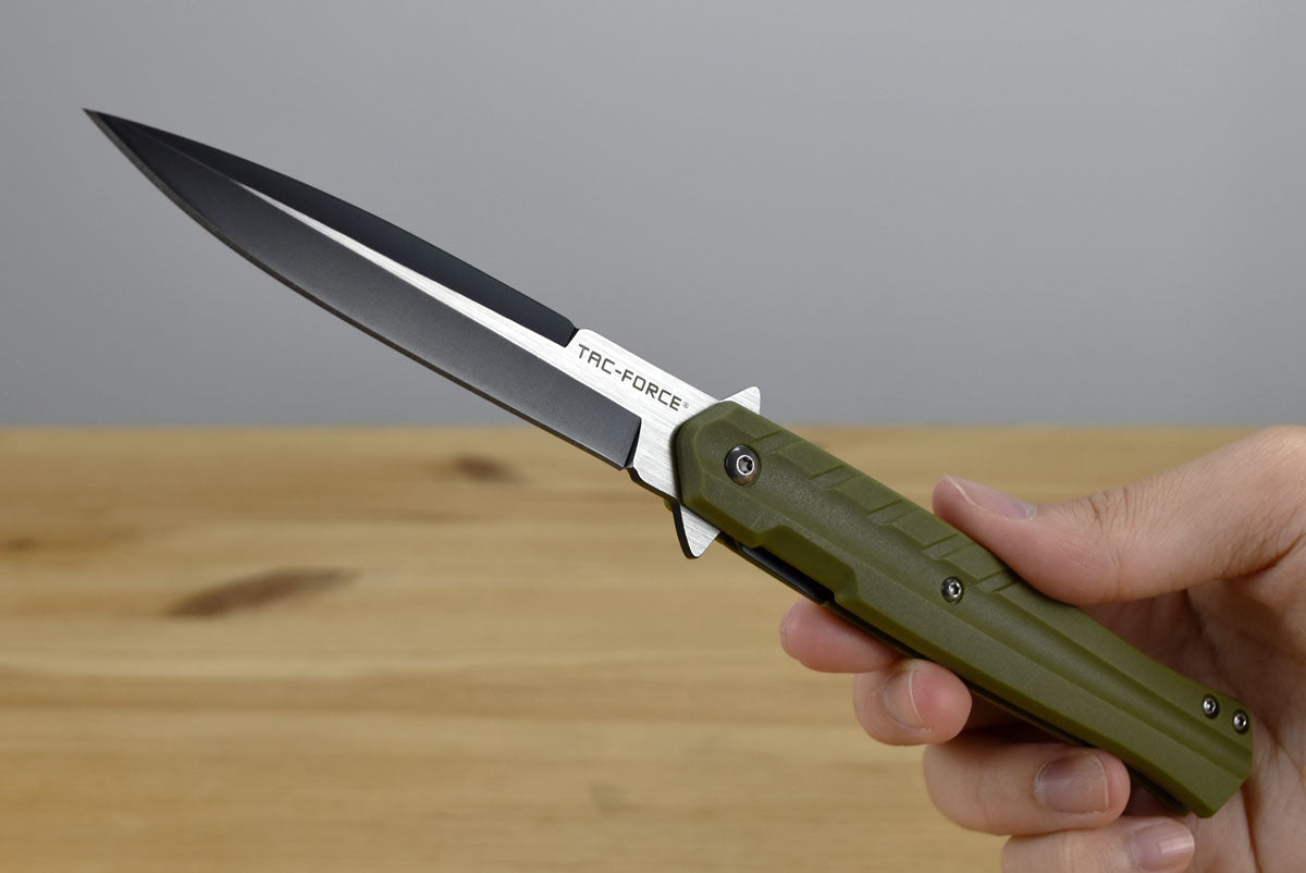 Tac Force 2002 Assisted EDC Folding Knife (Green Nylon Fiber Handle)