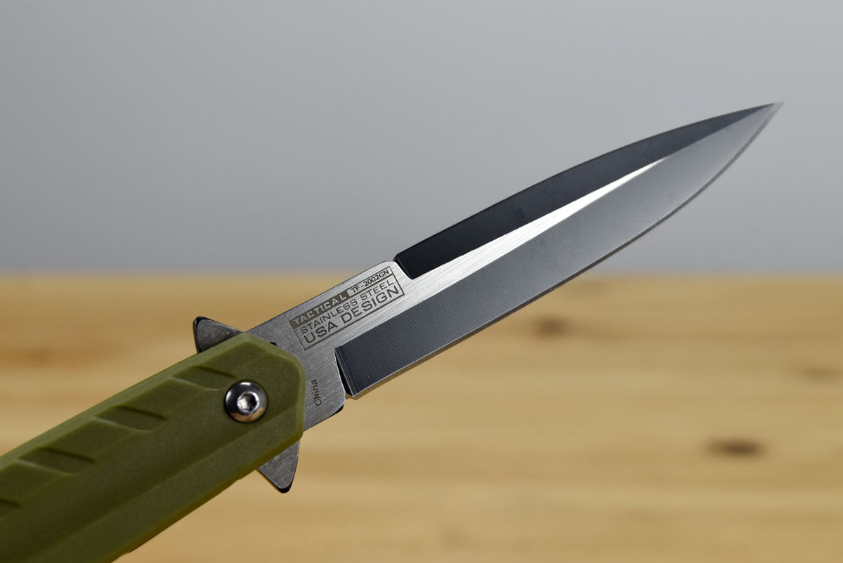 Tac Force 2002 Assisted EDC Folding Knife (Green Nylon Fiber Handle)