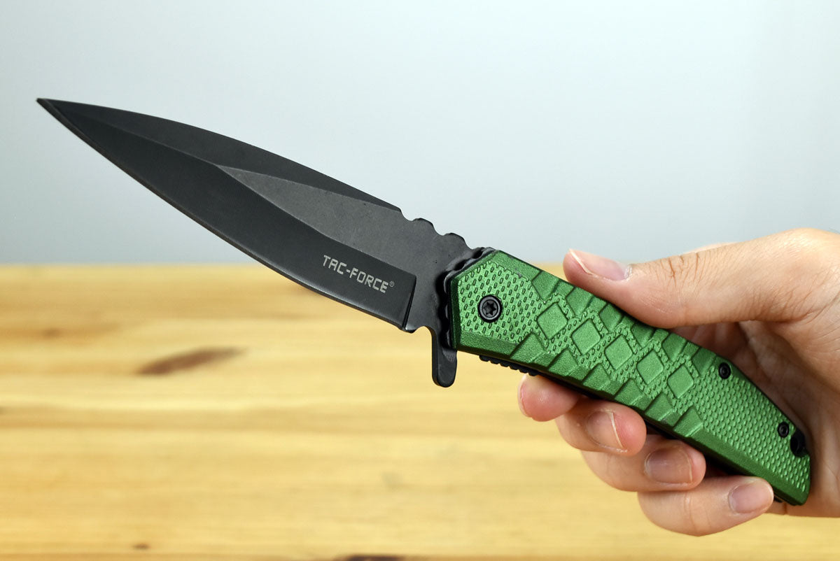 Tac Force 1050 Assisted EDC Folding Knife (Green Aluminum Handle)