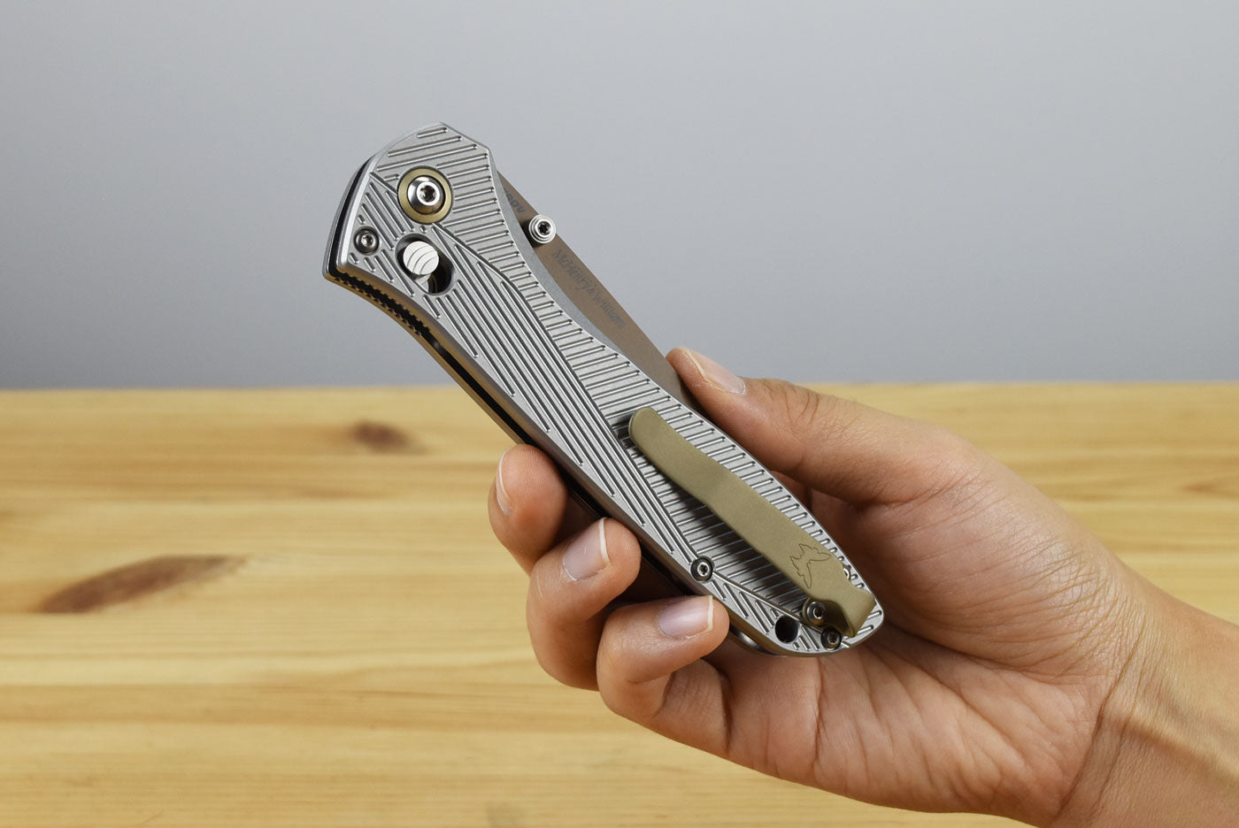 Benchmade 710FE-24 Seven | Ten Folding Knife (Gray Machined Aluminum Handle)