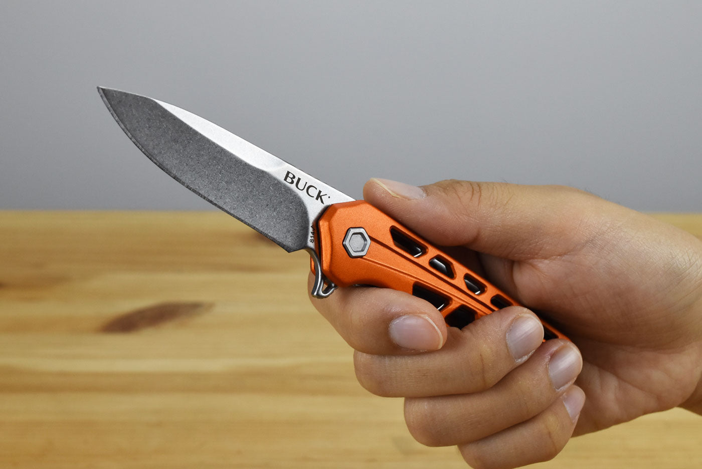 Buck 814 Mini Trace Folder (Orange Aluminum)