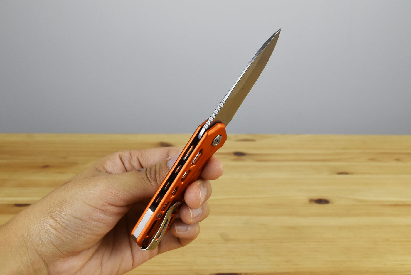 Buck 814 Mini Trace Folder (Orange Aluminum)