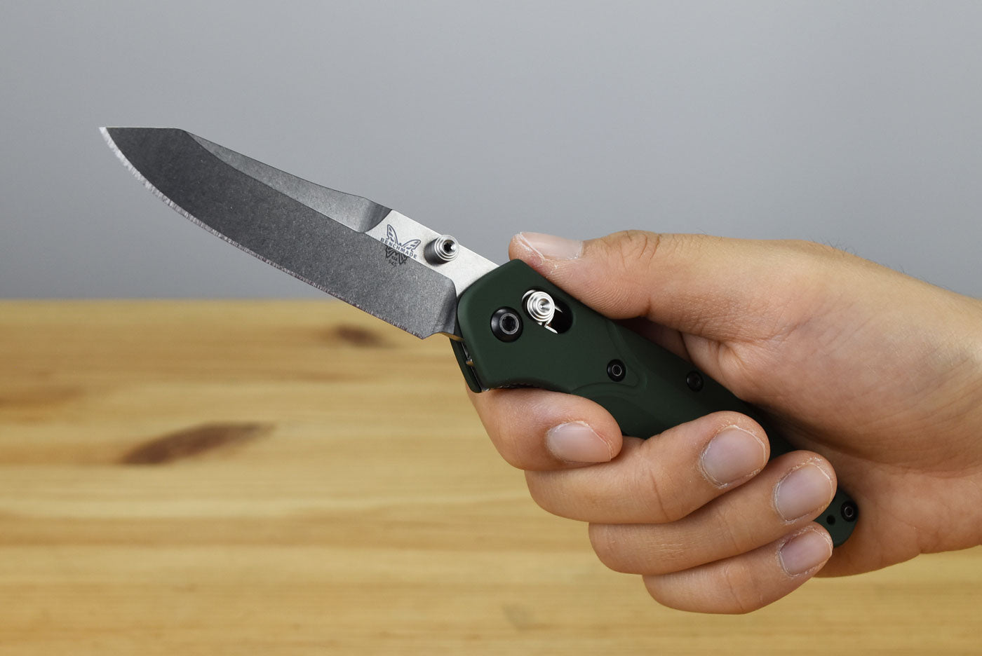 Benchmade 945 Mini Osborne Folding Knife (Green Aluminum Handle)