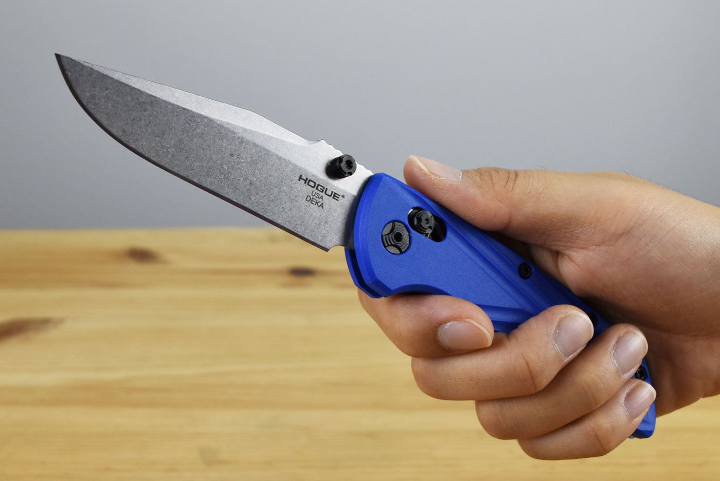 Hogue Deka MagnaCut Folding Knife (Blue Polymer Handle)