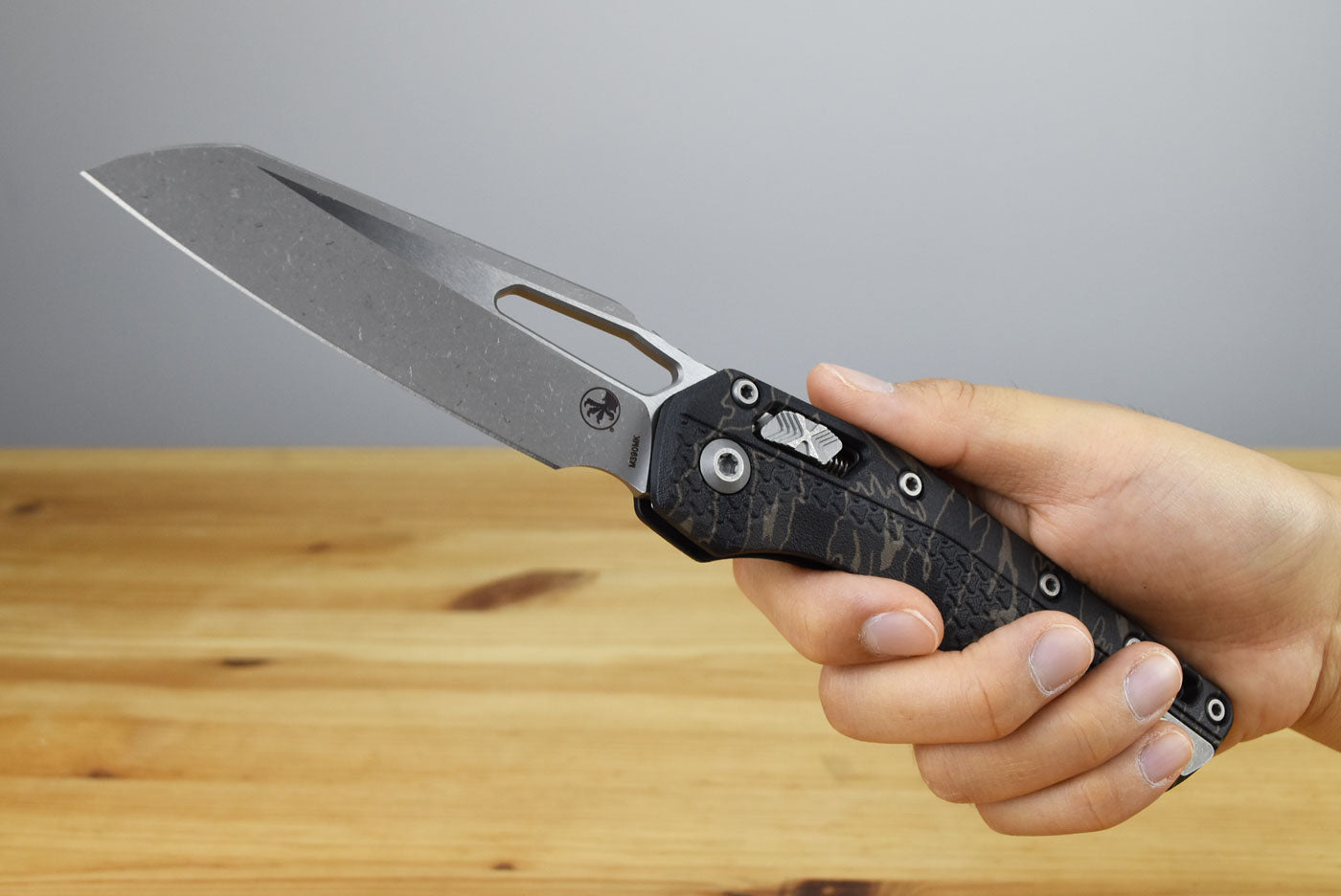 Microtech MSI Ram-Lok Tri Grip AP Tiger Folding Knife