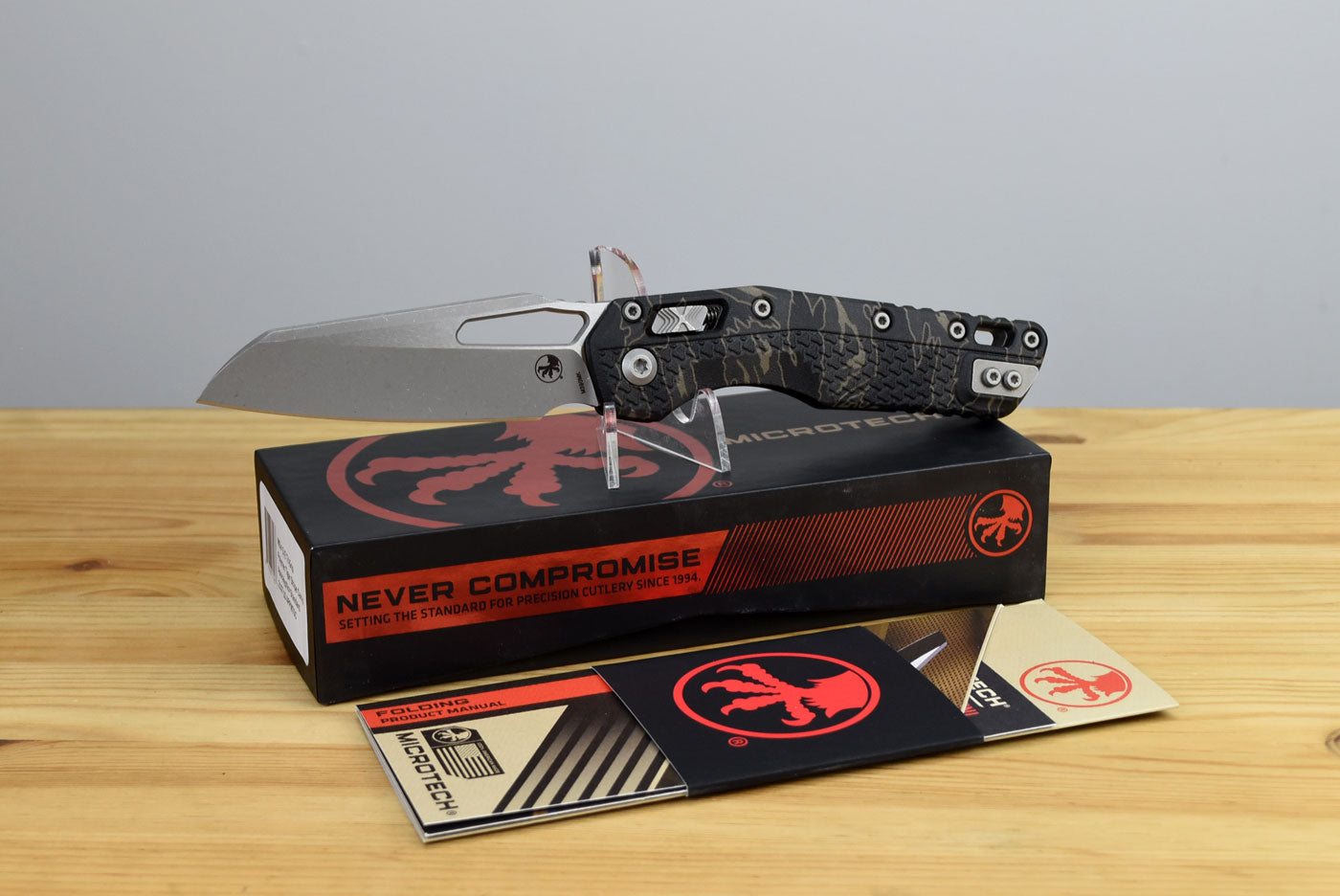 Microtech MSI Ram-Lok Tri Grip AP Tiger Folding Knife