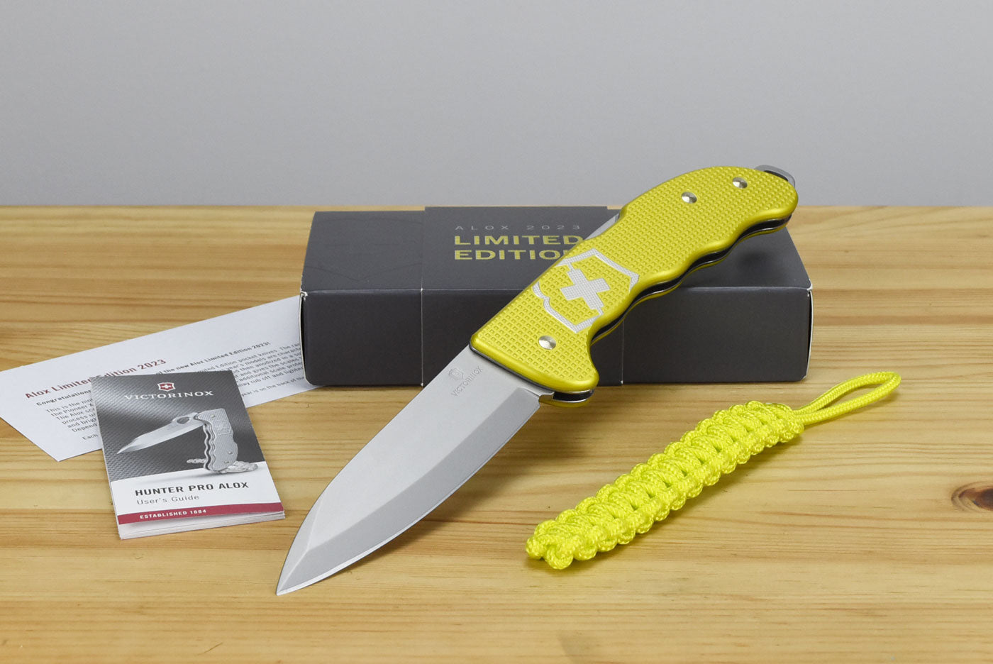 Victorinox Hunter Pro Alox Electric Yellow Back Lock Folding Knife 0.9415.L23 (Limited Edition 2023)