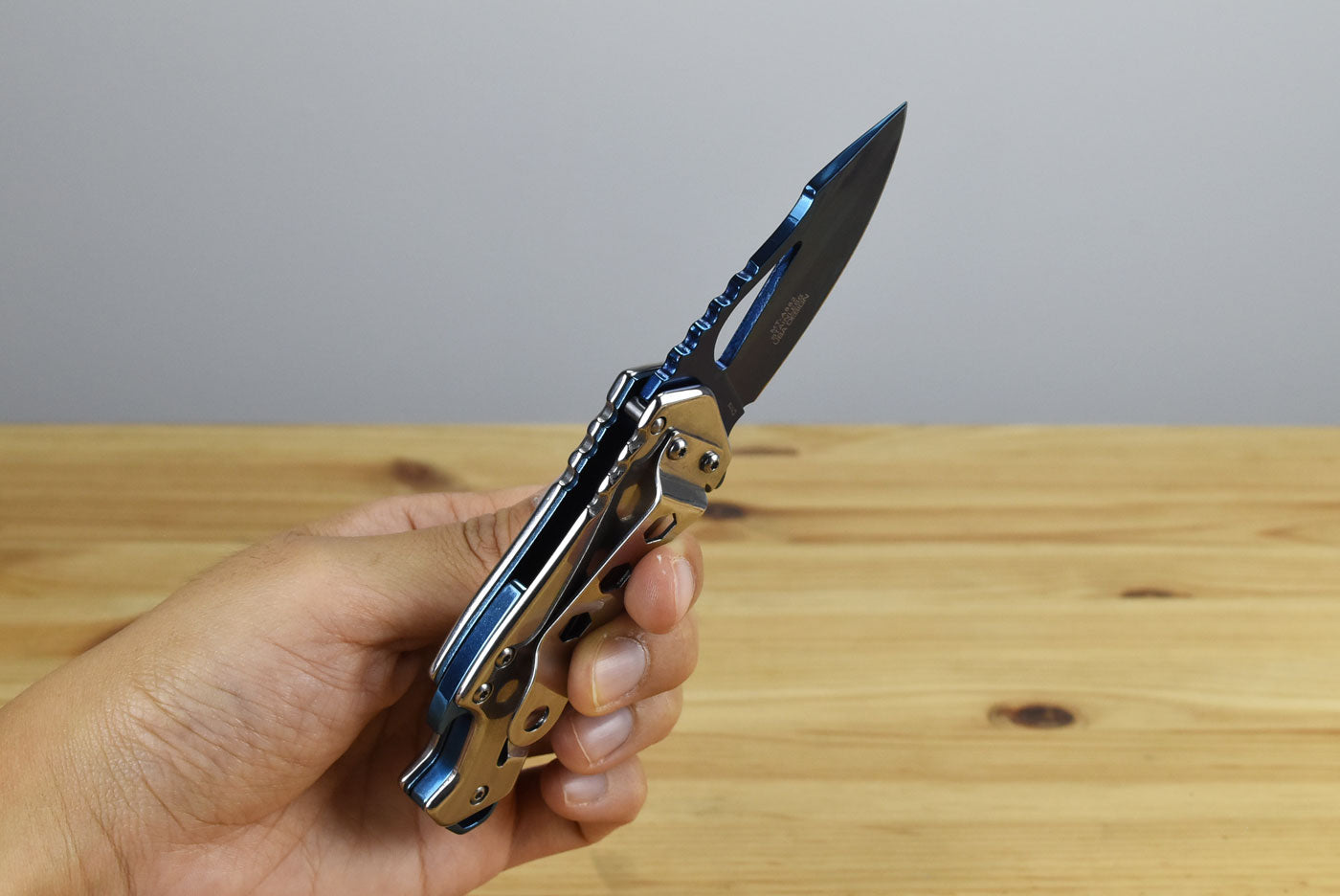 MTech MTA882S Framelock Assisted Folding Blade (Blue Ti Coated)