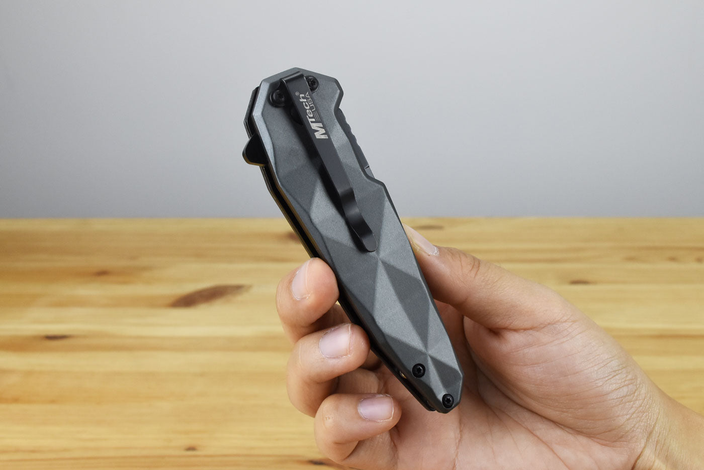 MTech MT1119 Button Lock Folding Blade (Gray Handle)